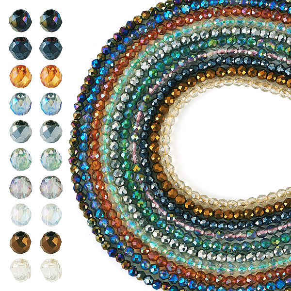 

PandaHall 10Strands 10 Colors Electroplate Transparent Glass Beads Strands, Rainbow Plated, Faceted Round, Mixed Color, 2mm, Hole: 0.7mm..., Multicolor