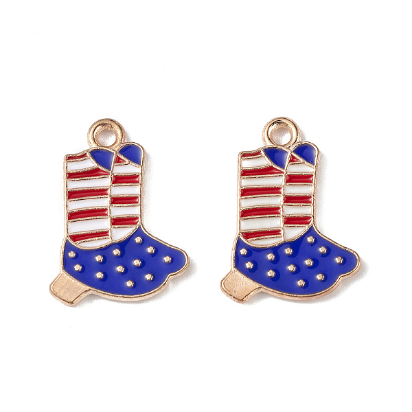 

PandaHall American Flag Style Alloy Enamel Pendants, Light Gold, Boots Charm, Blue, 19.5x14x1.5mm, Hole: 2mm Alloy+Enamel Shoes Blue