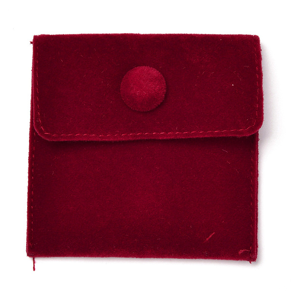 

PandaHall Square Velvet Jewelry Bags, with Snap Fastener, Dark Red, 6.7~7.3x6.7~7.3x0.95cm Velvet