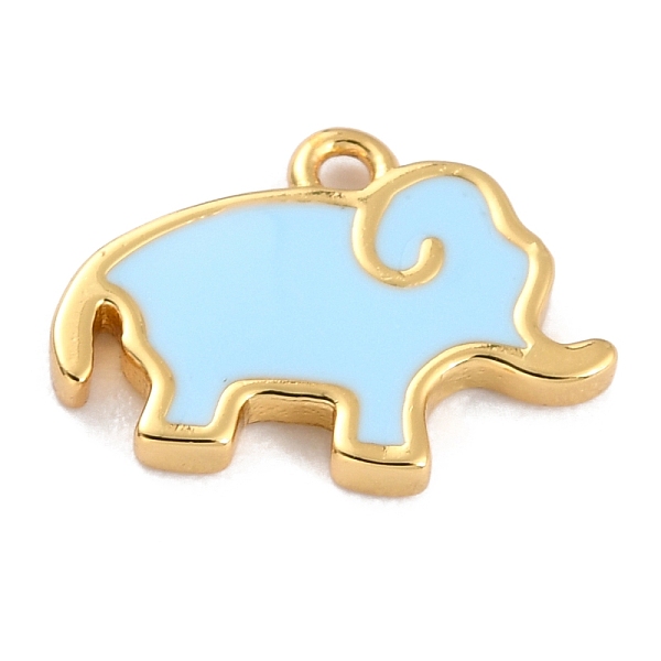 

PandaHall Golden Brass Enamel Pendants, Long-Lasting Plated, Elephant, Light Blue, 9.5x13x1.5mm, Hole: 1.2mm Brass+Enamel Elephant