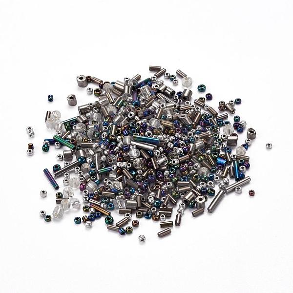 

PandaHall Glass Seed Beads, Mixed Style, Mixed Shapes, Dark Gray, 1~7x2~4mm, Hole: 0.7~1mm Glass Mixed Shapes