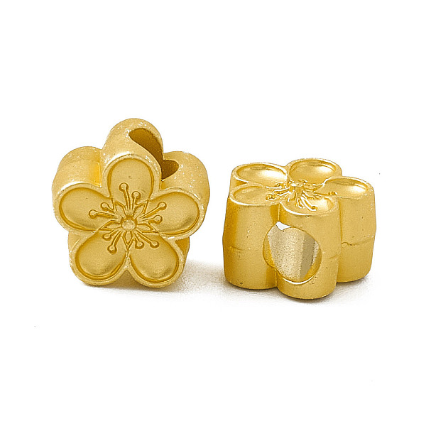 

PandaHall Rack Plating Alloy European Beads, Large Hole Beads, Cadmium Free & Nickel Free & Lead Free, Flower, Matte Gold Color, 10x6.4mm...