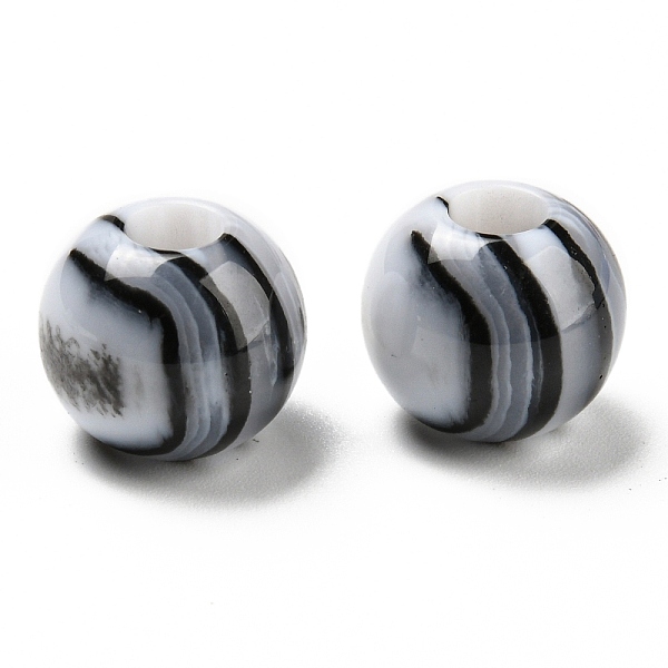 

PandaHall Opaque Resin Two Tone European Beads, Large Hole Imitaion Agate Beads, Rondelle, Black, 14x12mm, Hole: 5mm Resin Rondelle Black