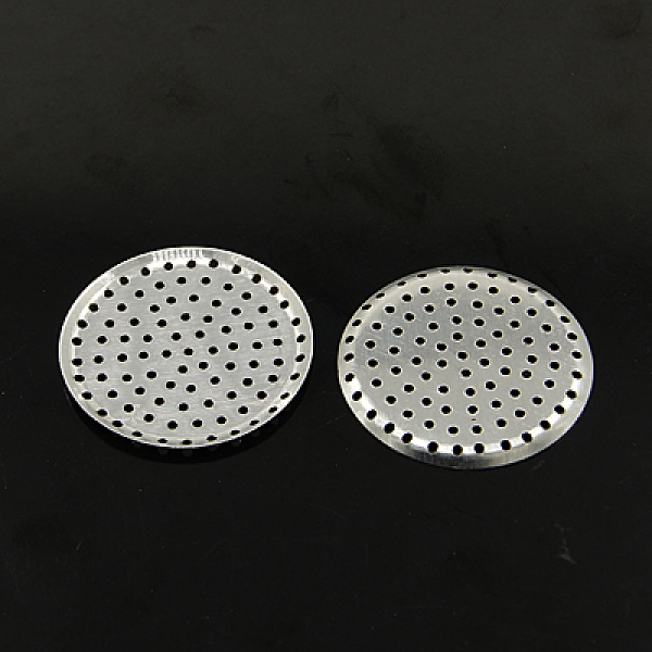 

PandaHall Aluminum Finger Ring/Brooch Sieve Findings, Perforated Disc Settingss, Brooch Findings, Platinum, 35x1mm, Hole: 1mm Aluminum Disc