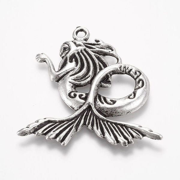 

PandaHall Tibetan Style Alloy Pendants, Mermaid, Antique Silver, 42.5x41x3mm, Hole: 2.5mm Alloy Fish