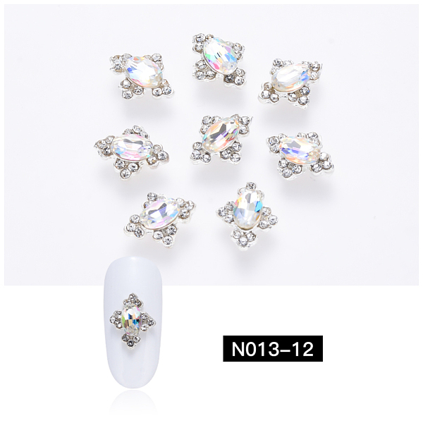 

PandaHall K9 Glass Rhinestone Cabochons, with Platinum Plated Alloy Tray Settings, Nail Art Decoration Accessories, Rhombus, Crystal..., Clear
