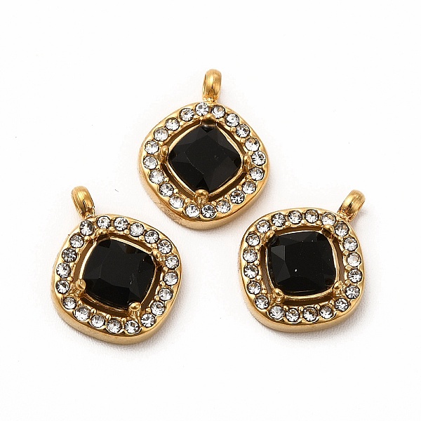 

PandaHall Vacuum Plating 304 Stainless Steel Cubic Zirconia Pendants, with Rhinestone, Rhombus Charms, Black, 13.5x10.5x4mm, Hole: 1.8mm...