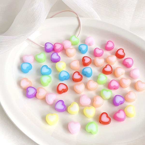 

PandaHall Opaque Acrylic Beads, Heart, Mixed Color, 13.2x14.8x8.2mm, Hole: 4mm, 450pcs/500g Acrylic Heart Multicolor