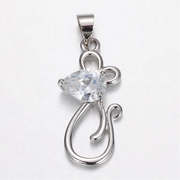 

PandaHall Brass Micro Pave Cubic Zirconia Pendants, Mouse, Platinum, 24.5x11x4.5mm, Hole: 4x4mm Brass+Cubic Zirconia Mouse Clear