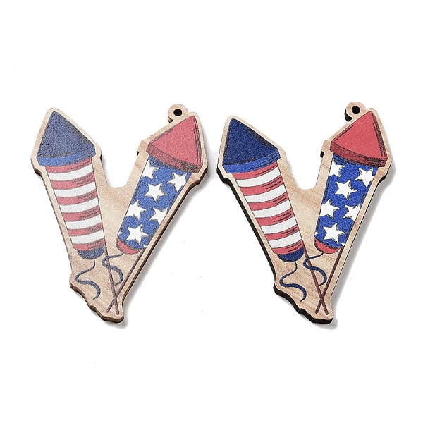 

PandaHall Spray Painted Wood Big Pendants, 52.5x37.5x2.5mm, Hole: 1.6mm Wood Others