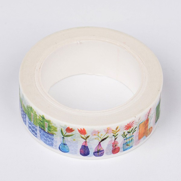 

PandaHall Fleeting Time Pattern DIY Scrapbook Decorative Paper Tapes, Adhesive Tapes, Colorful, 15mm, 10m/roll Paper