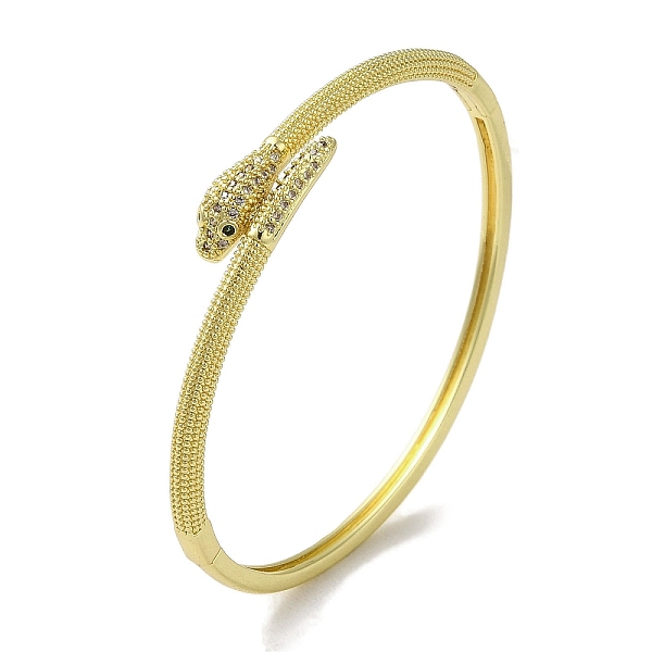

PandaHall Brass Pave Clear & Green Cubic Zirconia Snake Hinged Bangle for Women, Real 18K Gold Plated, Inner Diameter: 2x2-1/4 inch...
