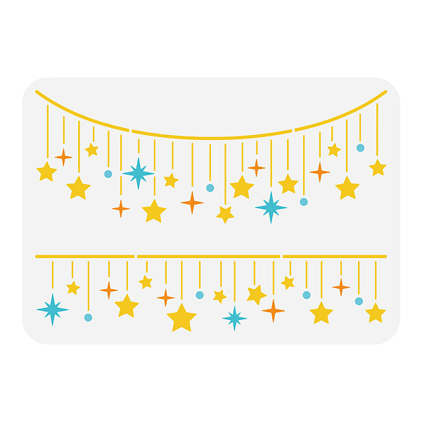 

PandaHall FINGERINSPIRE Star Border Stencil 8.3x11.7inch Reusable 2 Styles Star Tassel Pattern Painting Template DIY Craft Star Curtain...