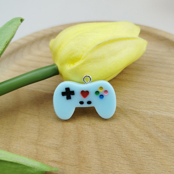 

PandaHall Resin Pendants, with Platinum Plated Iron Loops, Game Controller Charm, Cyan, 20x28mm Iron+Resin Others Cyan