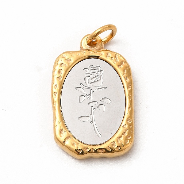 

PandaHall Vacuum Plating 304 Stainless Steel Pendants, with Jump Rings, Rectangle with Rose, Golden, 23x14.5x3mm, Hole: 4mm 304 Stainless...
