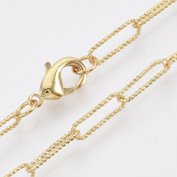 

PandaHall Brass Textured Paperclip Chain Necklace Making, with Lobster Claw Clasps, Real 18K Gold Plated, 23.81 inch(60.5cm), Link...