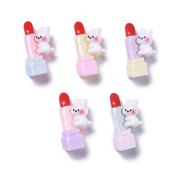 

PandaHall Opaque Cute Animal Resin Decoden Cabochons, Mixed Color, Lipstick with Rabbit, 13x11x7mm Resin Rabbit Multicolor