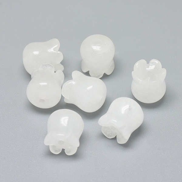 

PandaHall Natural White Jade Beads, Flower, 9~10x9~10.5mm, Hole: 1.4mm White Jade Flower White