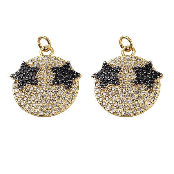 

PandaHall Brass Micro Pave Clear & Black Cubic Zirconia Pendants, with Jump Rings, Long-Lasting Plated, Lead Free & Cadmium Free, Flat Round...