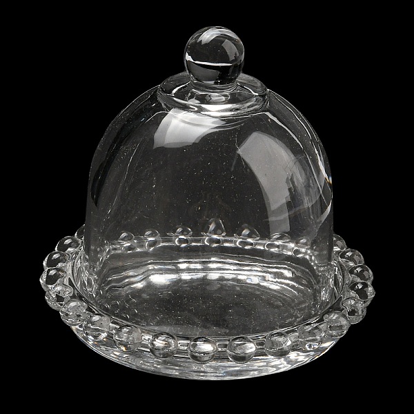 PandaHall Glass Dome Cover, Decorative Display Case, Cloche Bell Jar Terrarium with Glass Base, for Cake, Clear, 94x86mm Glass Arch Clear