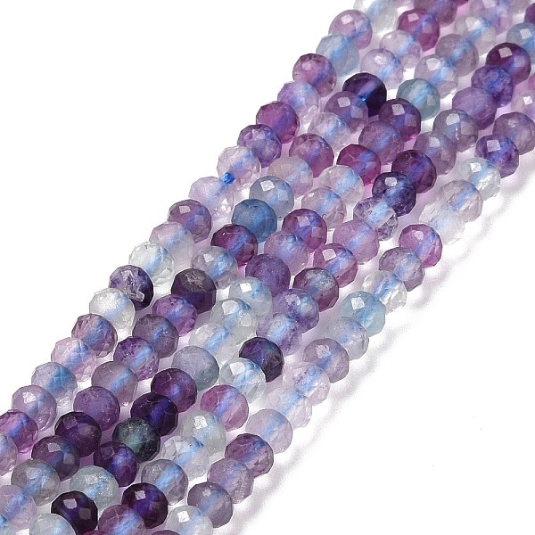 

PandaHall Natural Fluorite Beads Strands, Faceted, Rondelle, 3x2mm, Hole: 0.5mm, about 175pcs/strand, 15.16 inch(38.5cm) Fluorite Rondelle
