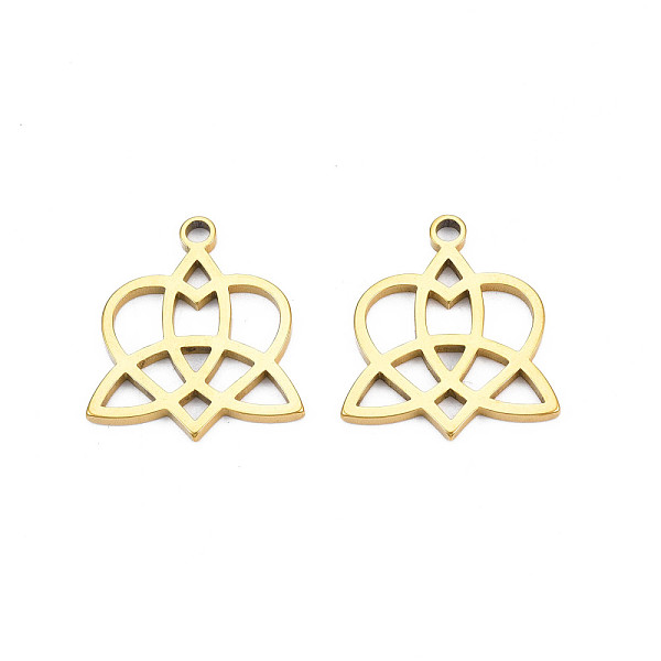 

PandaHall Ion Plating(IP) 201 Stainless Steel Pendants, Heart with Trinity Knot, Nickel Free, Real 18K Gold Plated, 21x18.5x1.5mm, Hole: 2mm...