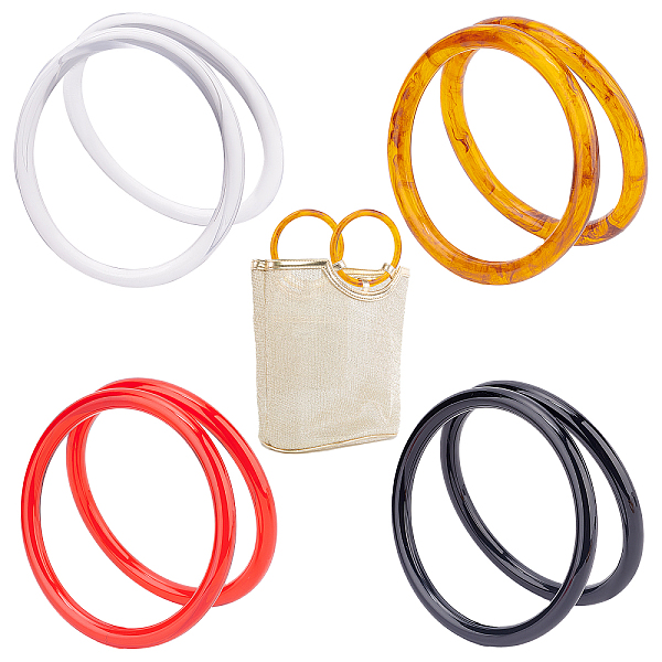 

PandaHall Round Purse Handles, 8pcs Classic Pattern Resin Handbag Handles and Plastic Handbag Handle Decorative Handbag Handle for Beach..., Multicolor