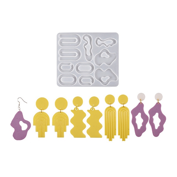 

PandaHall DIY Pendant Silicone Molds, Resin Casting Molds, Mixed Irregular Shapes, White, 145x128x5mm, Inner Diameter: 19~64x22~55mm...