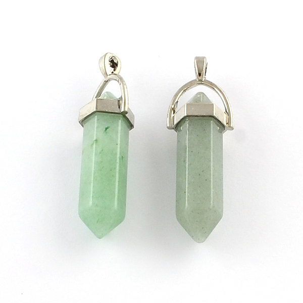 

PandaHall Green Aventurine Stone Pendants with Alloy Findings, Platinum, 40~42x13.5x10mm, Hole: 2mm Green Aventurine Others