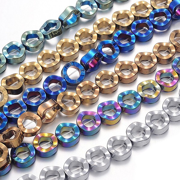 

PandaHall Electroplated Non-magnetic Synthetic Hematite Donut Beads Strands, Mixed Color, 12x4mm, Hole: 1mm, about 34pcs/strand, 16.1 inch...