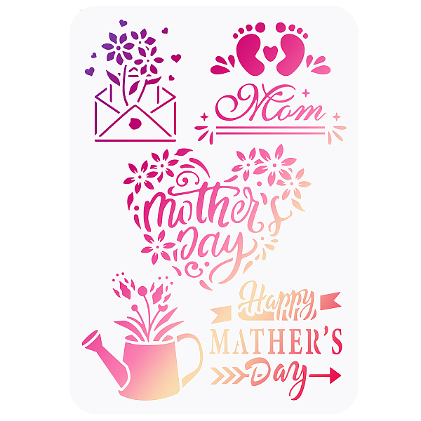 

PandaHall FINGERINSPIRE Happy Mother's Day Painting Stencil 11.7x8.3 inch Hollow Out Flower Kettle Craft Stencil Reusable Footprints Love...