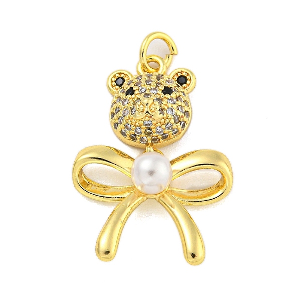 

PandaHall Brass Micro Pave Clear Cubic Zirconia Pendants,with ABS Pearl, Bear, Real 18K Gold Plated, 27x19x6mm, Hole: 3mm Brass+Cubic...