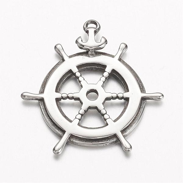 

PandaHall 304 Stainless Steel Pendants, Helm, Antique Silver, 28.5x27x4mm, Hole: 1mm 304 Stainless Steel Anchor & Helm