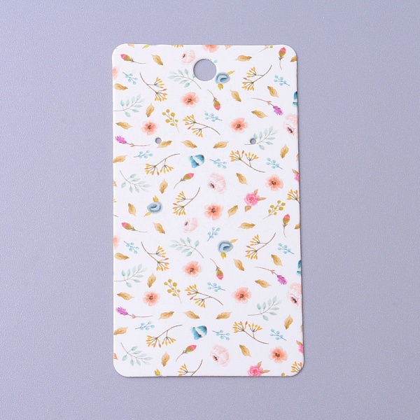

PandaHall Cardboard Earring Display Cards, Rectangle with Flower Pattern, White, 9x5x0.04cm, Hole: 1.5mm Paper Rectangle White
