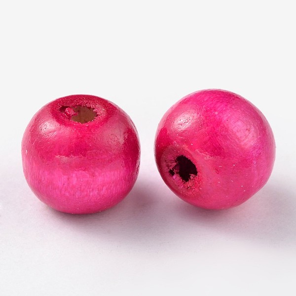 

PandaHall Natural Maple Wood Beads, Dyed, Round, Deep Pink, 12x10.5mm, Hole: 3mm, about 1800pcs/1000g Maple Wood Round Pink
