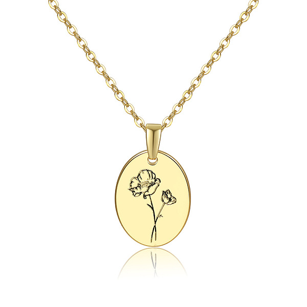 

PandaHall 304 Stainless Steel Birth Month Flower Pendant Necklace, Floral Dainty Jewelry for Women, Golden, August Poppy, 17.72 inch(45cm)...