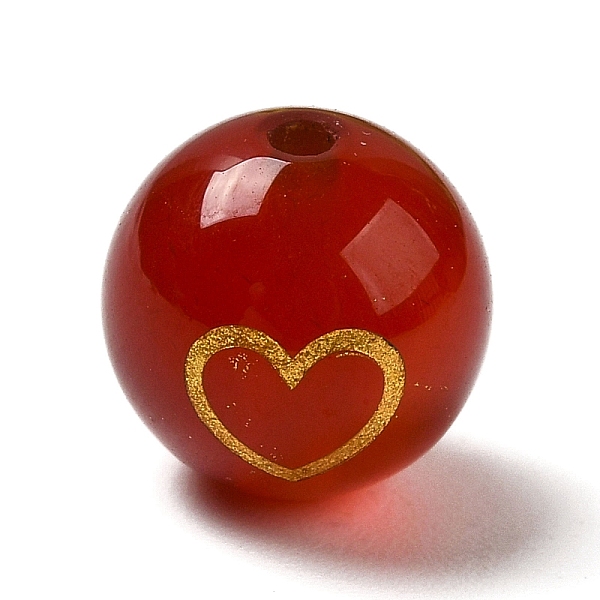 

PandaHall Natural Carnelian Beads, Round with Gole Color Heart, 8.5x8mm, Hole: 1mm Carnelian Round Gold