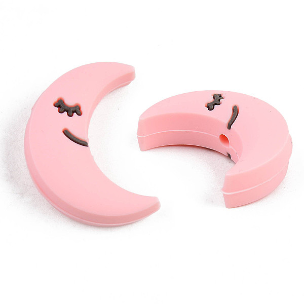 

PandaHall Food Grade Eco-Friendly Silicone Focal Beads, Chewing Beads For Teethers, DIY Nursing Necklaces Making, Moon, Light Coral...