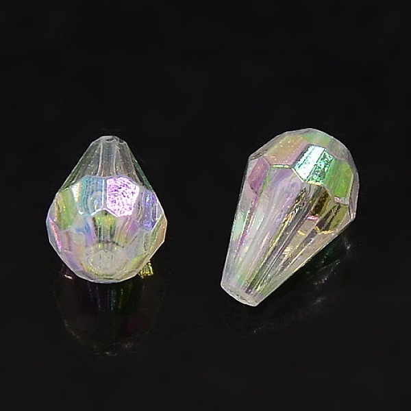 

PandaHall Opaque Eco-Friendly Poly Styrene Acrylic Beads, AB Color Plated, Faceted, teardrop, White, 12.5x8mm, Hole: 1.5mm, about...