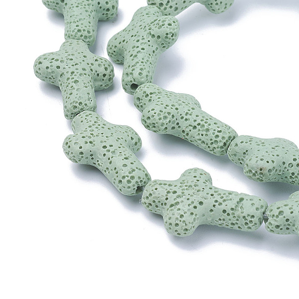 

PandaHall Natural Lava Rock Beads Strands, Cross, Dyed, Light Green, 25~27x19~19.5x7.5~8mm, Hole: 1.5mm, about 16pcs/strand, 16.5 inch(42cm)...