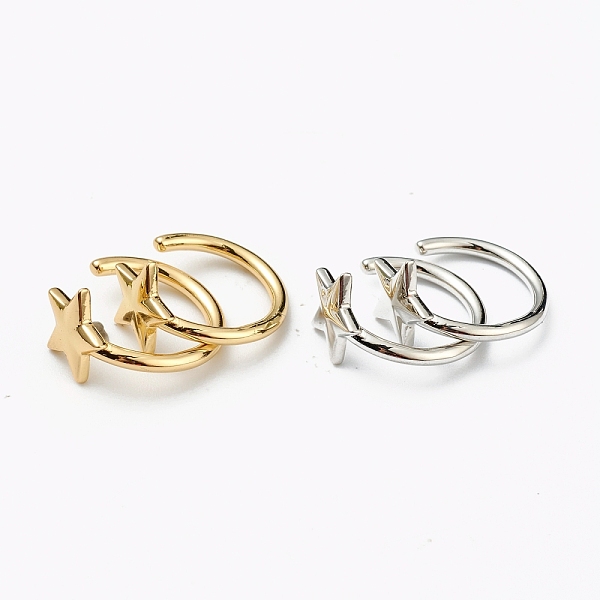 

PandaHall Brass Cuff Earrings, Long-Lasting Plated, Star, Mixed Color, 15x14x1.5mm Brass