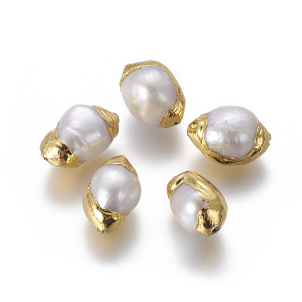 

PandaHall Natural Cultured Freshwater Pearl Beads, with Brass Findings, Nuggets, White, Golden, 14~22.5x10~14mm, Hole: 0.8mm Pearl Nuggets...