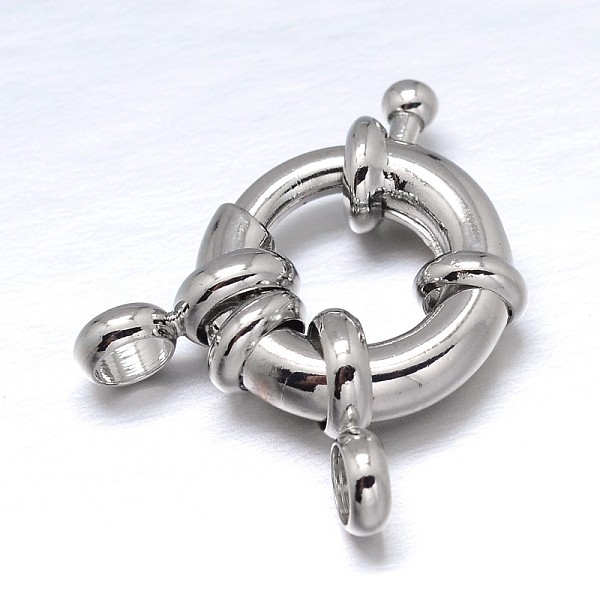 

PandaHall Brass Spring Ring Clasps, Platinum, 17x6mm, Tube Bails: 10.5x6x1.5mm, Hole: 3mm Brass