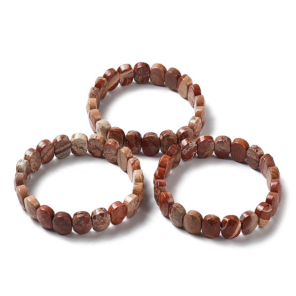 Bracelet Extensible Perlé En Jaspe Bréchique Naturel