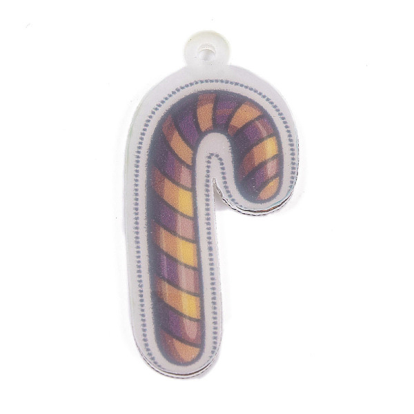 

PandaHall Printed Acrylic Pendant, Halloween Theme, Candy Cane, 45.5x21x1.5mm, Hole: 2mm Acrylic Candy Cane