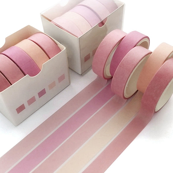 

PandaHall 5 Roll 5 style Paper Decorative Adhesive Tapes, for DIY Scrapbooking, Pink, 10x1mm, about 3m/roll, 1 roll/style Paper None Pink