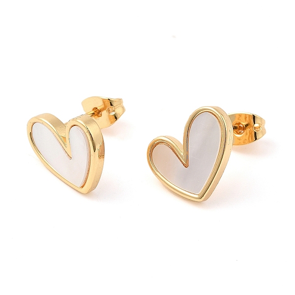 

PandaHall Natural Shell Heart Stud Earrings, Brass Earrings, Long-Lasting Plated, Lead Free & Cadmium Free, Real 18K Gold Plated, 13x11mm...