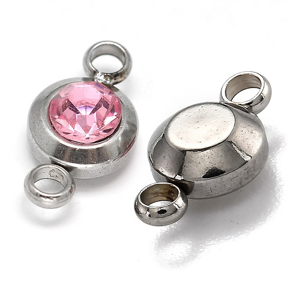 

PandaHall Flat Round 304 Stainless Steel Cubic Zirconia Links, Stainless Steel Color, Pearl Pink, 12x6.5x4mm, Hole: 2mm Cubic Zirconia Flat...