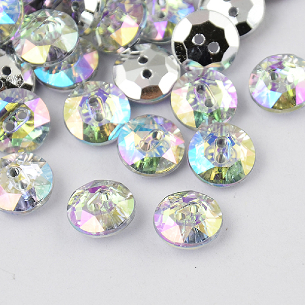 

PandaHall 2-Hole Taiwan Acrylic Rhinestone Flat Round Buttons, Faceted & Silver Plated Pointed Back, Clear, 10x4mm, Hole: 1mm Acrylic...