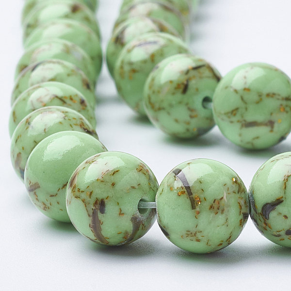 

PandaHall Assembled Synthetic Turquoise and Shell Beads Strands, Dyed, Round, Light Green, 10mm, Hole: 1mm, about 40pcs/strand, 15.7 inch...